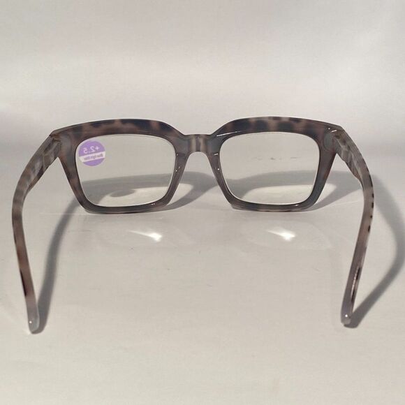 1097 Claudia 2.5 Oversize Light Tortoise Reading Glasses Square Concave Reade… - Picture 5 of 9
